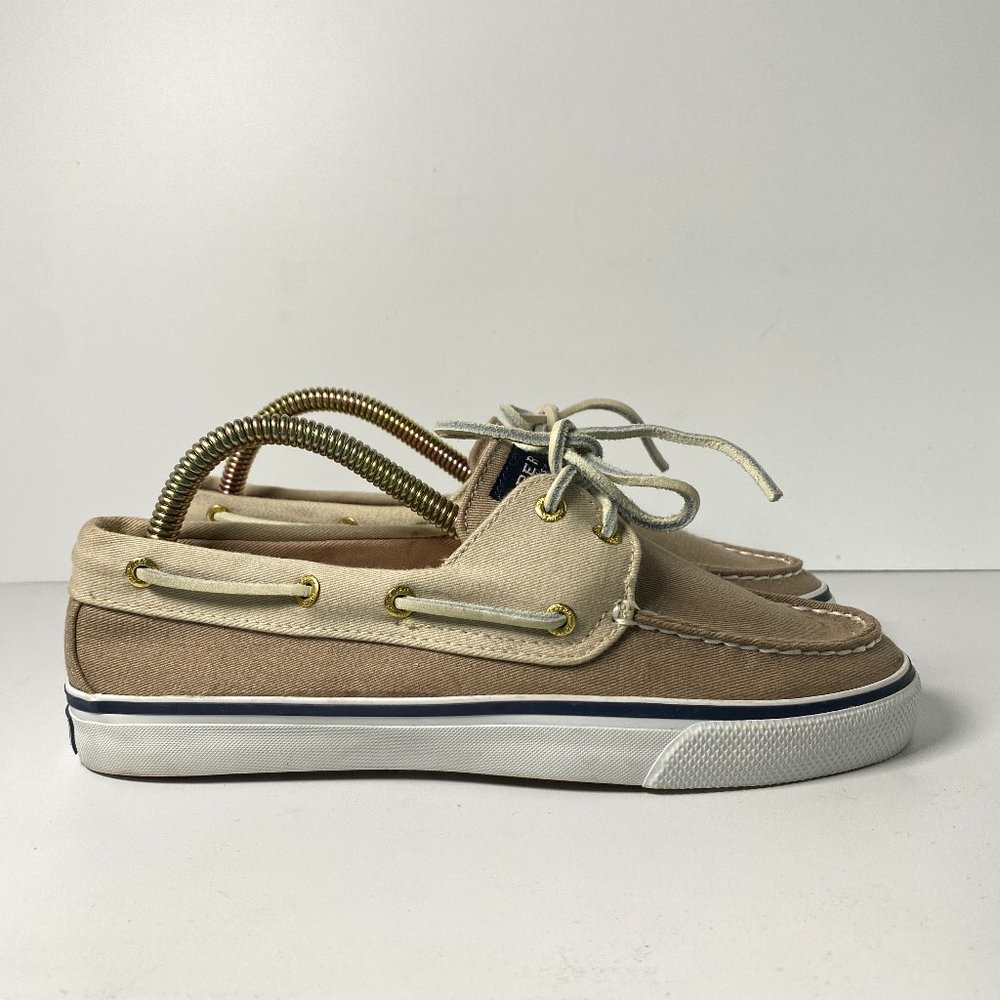 Sperry Top Sider Bahama Canvas Boat Shoe Womens 7 M Brown Tan Casual Lace Up